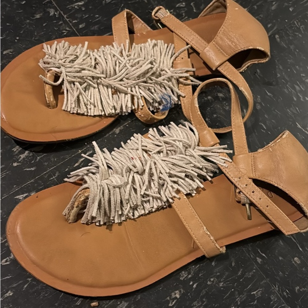 Fringe Tan Sandals